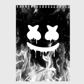 Скетчбук с принтом MARSHMELLO MELT в Санкт-Петербурге, 100% бумага
 | 48 листов, плотность листов — 100 г/м2, плотность картонной обложки — 250 г/м2. Листы скреплены сверху удобной пружинной спиралью | Тематика изображения на принте: america | dj | fire | flame | marshmello | usa | америка | маршмелло | огонь | пламя