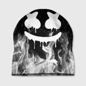 Шапка 3D с принтом MARSHMELLO MELT в Санкт-Петербурге, 100% полиэстер | универсальный размер, печать по всей поверхности изделия | america | dj | fire | flame | marshmello | usa | америка | маршмелло | огонь | пламя