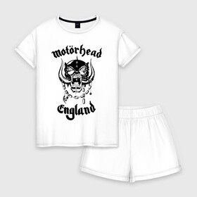Женская пижама с шортиками хлопок с принтом MOTORHEAD в Санкт-Петербурге, 100% хлопок | футболка прямого кроя, шорты свободные с широкой мягкой резинкой | england | motorhead | моторхед