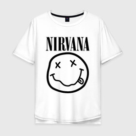 Мужская футболка хлопок Oversize с принтом NIRVANA в Санкт-Петербурге, 100% хлопок | свободный крой, круглый ворот, “спинка” длиннее передней части | nirvana | smile | курт кобейн | нирвана | смайл