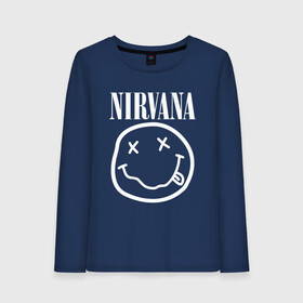 Женский лонгслив хлопок с принтом NIRVANA в Санкт-Петербурге, 100% хлопок |  | nirvana | smile | курт кобейн | нирвана | смайл