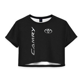 Женская футболка Cropp-top с принтом Toyota Camry в Санкт-Петербурге, 100% полиэстер | круглая горловина, длина футболки до линии талии, рукава с отворотами | toyota | абстракция | авто | автомобиль | лого | логотип | машина | таета | тоета | тойота