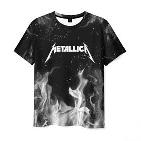 Мужская футболка 3D с принтом METALLICA (НА СПИНЕ) в Санкт-Петербурге, 100% полиэфир | прямой крой, круглый вырез горловины, длина до линии бедер | fire | flame | metallica | металлика | огонь | пламя