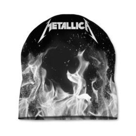 Шапка 3D с принтом METALLICA (НА СПИНЕ) в Санкт-Петербурге, 100% полиэстер | универсальный размер, печать по всей поверхности изделия | Тематика изображения на принте: fire | flame | metallica | металлика | огонь | пламя