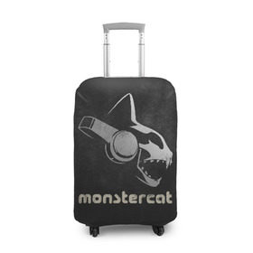 Чехол для чемодана 3D с принтом Monstercat в Санкт-Петербурге, 86% полиэфир, 14% спандекс | двустороннее нанесение принта, прорези для ручек и колес | monstercat | клуб | клубная музыка | кот | котенок | кошка | лейбл | монстар | монстар кет | монстер | музыка | танцевальная музыка | электронная | электронная музыка