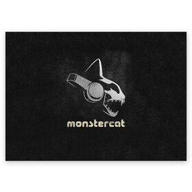 Поздравительная открытка с принтом Monstercat в Санкт-Петербурге, 100% бумага | плотность бумаги 280 г/м2, матовая, на обратной стороне линовка и место для марки
 | monstercat | клуб | клубная музыка | кот | котенок | кошка | лейбл | монстар | монстар кет | монстер | музыка | танцевальная музыка | электронная | электронная музыка