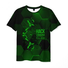 Мужская футболка 3D с принтом Hack Cyberspace в Санкт-Петербурге, 100% полиэфир | прямой крой, круглый вырез горловины, длина до линии бедер | cyberpunk | hack | hack cyberspace | hacker | абстракция | взлом | микросхема | минимализм | программер | программист | сеть | хакер