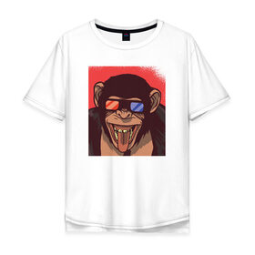Мужская футболка хлопок Oversize с принтом Обезьяна 3D в Санкт-Петербурге, 100% хлопок | свободный крой, круглый ворот, “спинка” длиннее передней части | 3d | 3д | monkey | горилла | гориллы | кинотеатр | обезьяна | обезьяны