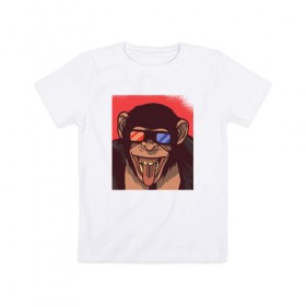 Детская футболка хлопок с принтом Обезьяна 3D в Санкт-Петербурге, 100% хлопок | круглый вырез горловины, полуприлегающий силуэт, длина до линии бедер | 3d | 3д | monkey | горилла | гориллы | кинотеатр | обезьяна | обезьяны