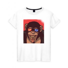 Женская футболка хлопок с принтом Обезьяна 3D в Санкт-Петербурге, 100% хлопок | прямой крой, круглый вырез горловины, длина до линии бедер, слегка спущенное плечо | 3d | 3д | monkey | горилла | гориллы | кинотеатр | обезьяна | обезьяны