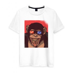 Мужская футболка хлопок с принтом Обезьяна 3D в Санкт-Петербурге, 100% хлопок | прямой крой, круглый вырез горловины, длина до линии бедер, слегка спущенное плечо. | 3d | 3д | monkey | горилла | гориллы | кинотеатр | обезьяна | обезьяны