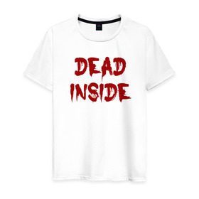 Мужская футболка хлопок с принтом Dead inside в Санкт-Петербурге, 100% хлопок | прямой крой, круглый вырез горловины, длина до линии бедер, слегка спущенное плечо. | dead inside | dont open dead inside | дед внутри | дед инсайд