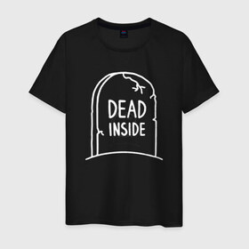 Мужская футболка хлопок с принтом Dead inside в Санкт-Петербурге, 100% хлопок | прямой крой, круглый вырез горловины, длина до линии бедер, слегка спущенное плечо. | dead inside | dont open dead inside | дед внутри | дед инсайд