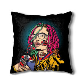 Подушка 3D с принтом Lil Pump в Санкт-Петербурге, наволочка – 100% полиэстер, наполнитель – холлофайбер (легкий наполнитель, не вызывает аллергию). | состоит из подушки и наволочки. Наволочка на молнии, легко снимается для стирки | esskeetit | gazzy garcia | gucci gang | lil pump | lilpump | газзи гарсия | лил памп | рэп | рэпер | эшкере