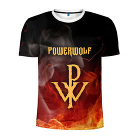 Мужская футболка 3D спортивная с принтом POWERWOLF в Санкт-Петербурге, 100% полиэстер с улучшенными характеристиками | приталенный силуэт, круглая горловина, широкие плечи, сужается к линии бедра | powerwolf | wolf | метал | пауэр метал. | повервольф | поверфульф | рок | хэви металб