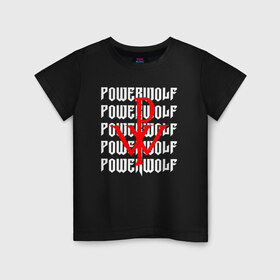 Детская футболка хлопок с принтом POWERWOLF в Санкт-Петербурге, 100% хлопок | круглый вырез горловины, полуприлегающий силуэт, длина до линии бедер | powerwolf | wolf | метал | пауэр метал. | повервольф | поверфульф | рок | хэви металб