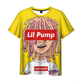 Мужская футболка 3D с принтом Lil Pump в Санкт-Петербурге, 100% полиэфир | прямой крой, круглый вырез горловины, длина до линии бедер | esskeetit | gazzy garcia | gucci gang | lil pump | lilpump | газзи гарсия | лил памп | рэп | рэпер | эшкере