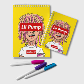 Блокнот с принтом Lil Pump в Санкт-Петербурге, 100% бумага | 48 листов, плотность листов — 60 г/м2, плотность картонной обложки — 250 г/м2. Листы скреплены удобной пружинной спиралью. Цвет линий — светло-серый
 | esskeetit | gazzy garcia | gucci gang | lil pump | lilpump | газзи гарсия | лил памп | рэп | рэпер | эшкере