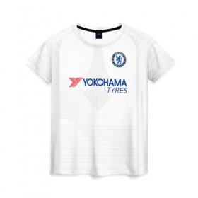 Женская футболка 3D с принтом Chelsea away 19-20 в Санкт-Петербурге, 100% полиэфир ( синтетическое хлопкоподобное полотно) | прямой крой, круглый вырез горловины, длина до линии бедер | champions | chelsea | england | league | англия | лига | челси | чемпионов