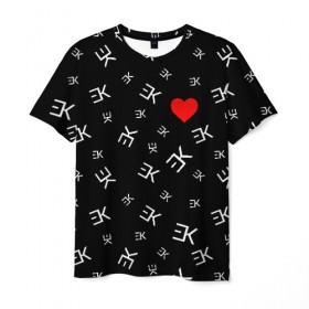 Мужская футболка 3D с принтом EGOR KREED - Heart в Санкт-Петербурге, 100% полиэфир | прямой крой, круглый вырез горловины, длина до линии бедер | black | egor | hip | hop | inc | kreed | logo | pop | rap | star | team | алых | грехи | егор | знают | крид | лого | миллион | настроения | они | поп | роз | рэп | самая | символ | хип | холостяк | хоп | цвет | черный | что