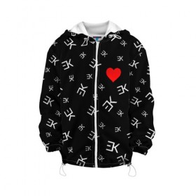 Детская куртка 3D с принтом EGOR KREED - Heart в Санкт-Петербурге, 100% полиэстер | застежка — молния, подол и капюшон оформлены резинкой с фиксаторами, по бокам — два кармана без застежек, один потайной карман на груди, плотность верхнего слоя — 90 г/м2; плотность флисового подклада — 260 г/м2 | black | egor | hip | hop | inc | kreed | logo | pop | rap | star | team | алых | грехи | егор | знают | крид | лого | миллион | настроения | они | поп | роз | рэп | самая | символ | хип | холостяк | хоп | цвет | черный | что