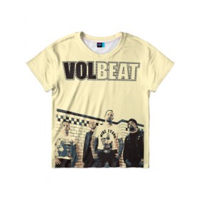 Детская футболка 3D с принтом Volbeat в Санкт-Петербурге, 100% гипоаллергенный полиэфир | прямой крой, круглый вырез горловины, длина до линии бедер, чуть спущенное плечо, ткань немного тянется | groove metal | hardcore | psychobilly | volbeat | волбит