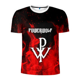 Мужская футболка 3D спортивная с принтом POWERWOLF в Санкт-Петербурге, 100% полиэстер с улучшенными характеристиками | приталенный силуэт, круглая горловина, широкие плечи, сужается к линии бедра | powerwolf | wolf | метал | пауэр метал. | повервольф | поверфульф | рок | хэви металб