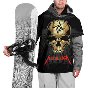 Накидка на куртку 3D с принтом Metallica  в Санкт-Петербурге, 100% полиэстер |  | american | james hetfield | kirk hammett | l | metal band | metallic | metallica | music | robot | rock | scales | sitting | skeleton | skull | throne | американская | джеймс хетфилд | кирк хэмметт | ларс ульрих | логотип | метал группа | металл