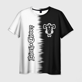 Мужская футболка 3D с принтом ЧЁРНЫЙ КЛЕВЕР в Санкт-Петербурге, 100% полиэфир | прямой крой, круглый вырез горловины, длина до линии бедер | asta | black bull | black clover | bull | clover | аста | бык | клевер | чёрный бык | чёрный клевер