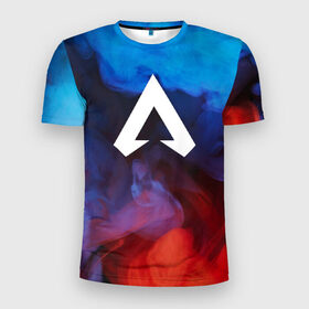 Мужская футболка 3D спортивная с принтом Apex Legends в Санкт-Петербурге, 100% полиэстер с улучшенными характеристиками | приталенный силуэт, круглая горловина, широкие плечи, сужается к линии бедра | Тематика изображения на принте: apex | apex legends | дым | игра | красочный дым | лого