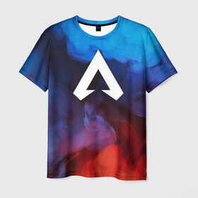Мужская футболка 3D с принтом Apex Legends в Санкт-Петербурге, 100% полиэфир | прямой крой, круглый вырез горловины, длина до линии бедер | apex | apex legends | дым | игра | красочный дым | лого