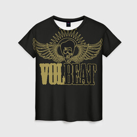 Женская футболка 3D с принтом Volbeat  в Санкт-Петербурге, 100% полиэфир ( синтетическое хлопкоподобное полотно) | прямой крой, круглый вырез горловины, длина до линии бедер | groove metal | hardcore | psychobilly | volbeat | волбит