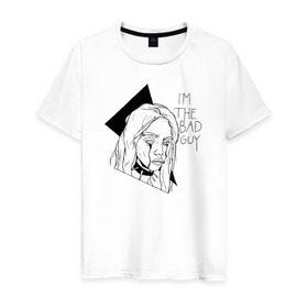 Мужская футболка хлопок с принтом Billie Eilish в Санкт-Петербурге, 100% хлопок | прямой крой, круглый вырез горловины, длина до линии бедер, слегка спущенное плечо. | billie | eilish