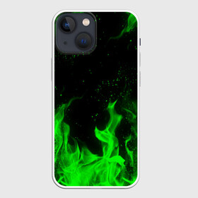 Чехол для iPhone 13 mini с принтом ЗЕЛЁНЫЙ ОГОНЬ | GREEN FIRE в Санкт-Петербурге,  |  | bright | fire | flame | heat | light | wildfire | искры | огненный | огонь | пламя | пожар