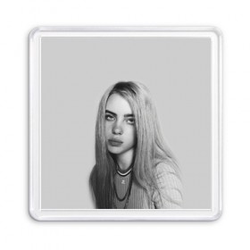 Магнит 55*55 с принтом BILLIE EILISH в Санкт-Петербурге, Пластик | Размер: 65*65 мм; Размер печати: 55*55 мм | ayelish | bad guy | bellyache | bilie eilish | bilie elish | billie | billie eilish | eilish | electronic | elish | music | били айлиш | билли айлиш | эйлиш | элиш