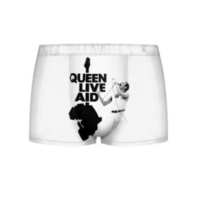 Мужские трусы 3D с принтом Queen LIVE AID в Санкт-Петербурге, 50% хлопок, 50% полиэстер | классическая посадка, на поясе мягкая тканевая резинка | Тематика изображения на принте: bohemian | brian | freddie | john | mercury | must go on | queen | rhapsody | roger | taylor | the miracle | the show | богемская | рапсодия | роджер тейлор | фредди меркьюри