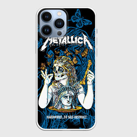 Чехол для iPhone 13 Pro Max с принтом Metallica в Санкт-Петербурге,  |  | american | bone | butterflies | death | fly | girl | head | james hetfield | kirk hammett | metal band | metallica | music | plate | rock | skull | statue of liberty | американская | бабочки | голова | девушка | держит | кость | кушает | летают | металлик