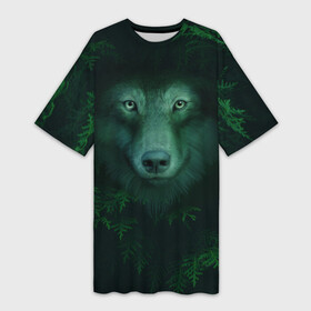 Платье-футболка 3D с принтом Сибирь. Лесной волк в Санкт-Петербурге,  |  | safesibiria | siberia | алтай | волк | дикий | елки | ель | лес | охота | сибирь | сибирь горит | сибирьгорит | спаситесибирь | тайга | шерегеш | экология