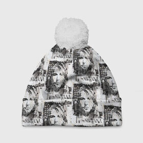 Шапка 3D c помпоном с принтом Kurt Cobain в Санкт-Петербурге, 100% полиэстер | универсальный размер, печать по всей поверхности изделия | 