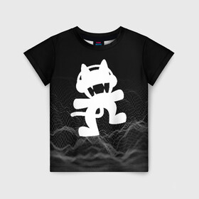 Детская футболка 3D с принтом MONSTERCAT в Санкт-Петербурге, 100% гипоаллергенный полиэфир | прямой крой, круглый вырез горловины, длина до линии бедер, чуть спущенное плечо, ткань немного тянется | cat | monster | monster cat | monstercat | кот | монстеркет