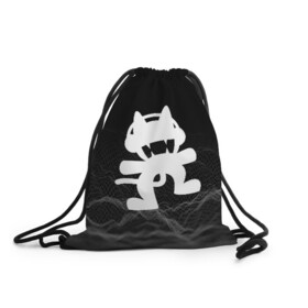 Рюкзак-мешок 3D с принтом MONSTERCAT в Санкт-Петербурге, 100% полиэстер | плотность ткани — 200 г/м2, размер — 35 х 45 см; лямки — толстые шнурки, застежка на шнуровке, без карманов и подкладки | cat | monster | monster cat | monstercat | кот | монстеркет
