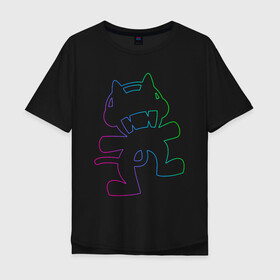 Мужская футболка хлопок Oversize с принтом MONSTERCAT в Санкт-Петербурге, 100% хлопок | свободный крой, круглый ворот, “спинка” длиннее передней части | cat | monster | monster cat | monstercat | кот | монстеркет