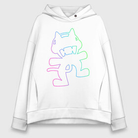 Женское худи Oversize хлопок с принтом MONSTERCAT в Санкт-Петербурге, френч-терри — 70% хлопок, 30% полиэстер. Мягкий теплый начес внутри —100% хлопок | боковые карманы, эластичные манжеты и нижняя кромка, капюшон на магнитной кнопке | cat | monster | monster cat | monstercat | кот | монстеркет