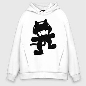 Мужское худи Oversize хлопок с принтом MONSTERCAT в Санкт-Петербурге, френч-терри — 70% хлопок, 30% полиэстер. Мягкий теплый начес внутри —100% хлопок | боковые карманы, эластичные манжеты и нижняя кромка, капюшон на магнитной кнопке | cat | monster | monster cat | monstercat | кот | монстеркет