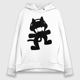 Женское худи Oversize хлопок с принтом MONSTERCAT в Санкт-Петербурге, френч-терри — 70% хлопок, 30% полиэстер. Мягкий теплый начес внутри —100% хлопок | боковые карманы, эластичные манжеты и нижняя кромка, капюшон на магнитной кнопке | cat | monster | monster cat | monstercat | кот | монстеркет