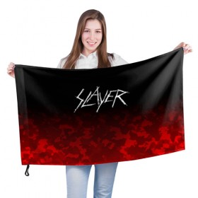 Флаг 3D с принтом SLAYER (11) в Санкт-Петербурге, 100% полиэстер | плотность ткани — 95 г/м2, размер — 67 х 109 см. Принт наносится с одной стороны | 