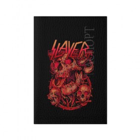 Обложка для паспорта матовая кожа с принтом SLAYER (15) в Санкт-Петербурге, натуральная матовая кожа | размер 19,3 х 13,7 см; прозрачные пластиковые крепления | metal | music | rock | slayer | метал | музыка | рок