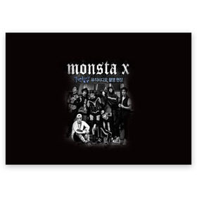 Поздравительная открытка с принтом Monsta X в Санкт-Петербурге, 100% бумага | плотность бумаги 280 г/м2, матовая, на обратной стороне линовка и место для марки
 | dramarama | edm | hyungwon | idol | im | j pop | jooheon | k pop | kihyun | kpop | minhyuk | mv | shownu | the code | wonho | вонхо | монста х | хип хоп