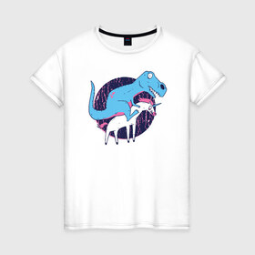Женская футболка хлопок с принтом Рекс и Единорог в Санкт-Петербурге, 100% хлопок | прямой крой, круглый вырез горловины, длина до линии бедер, слегка спущенное плечо | rex | t rex | trex | unicorn | дино | динозавр | единорог | рекс | т рекс | ти рекс