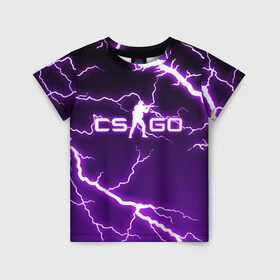 Детская футболка 3D с принтом CS GO LIGHTNING STYLE в Санкт-Петербурге, 100% гипоаллергенный полиэфир | прямой крой, круглый вырез горловины, длина до линии бедер, чуть спущенное плечо, ткань немного тянется | astralis | awp | counter strike | cs go | cs go global offensive | faze clan | hyper beast | team liquid | thunder | астралис | молнии | тим ликвид | фейз клан | хайпер бист | шторм